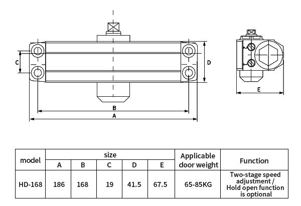 UL Standard Excellent Quality Fireproof Aluminum Door Closer HD 168